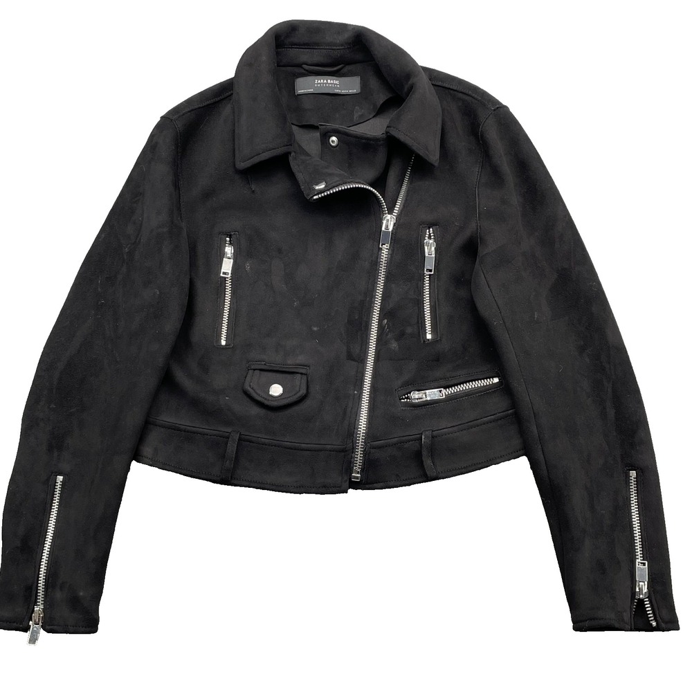 Zara Moto Jacket Women's Medium Green Y2k 70's Biker Chic Office 90s Grunge Rock